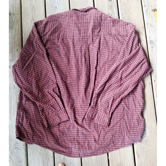 Eddie Bauer Mens XXL Plaid Button-Down Shirt Red/Blue Cotton - Picture 4 of 7